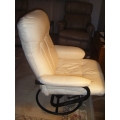  Leather Look Swivel Rocker With Ottoman 